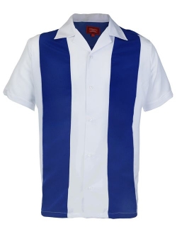 Men's Retro Classic Charlie Sheen Two Tone Guayabera Bowling Casual Dress Shirt