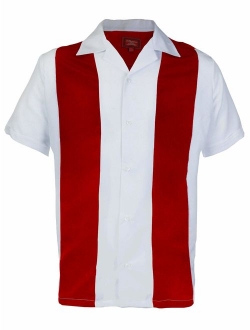 Men's Retro Classic Charlie Sheen Two Tone Guayabera Bowling Casual Dress Shirt