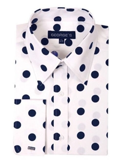 George's Men's 100% Cotton Big Polka Dot Pattern Shirt with French Cuff 16-16.