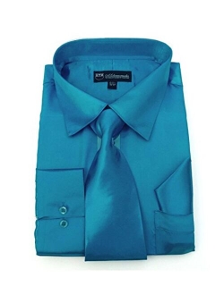 Milano Moda Satin Classic Dress Shirts with Tie & Hankie SG08, 14 Colors