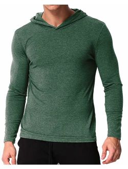 MODCHOK Men's Long Sleeve Pullover Hoodies T Shirt Casual Slim Fit Sweatshirt V Neck Tee Tops