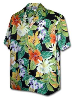 Pacific Legend Tropical Floral Cereus Plumeria Hibiscus Hawaiian Shirt