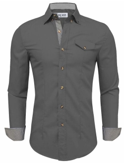 TAM WARE Men Classic Contrast Slim fit Long Sleeve Shirt