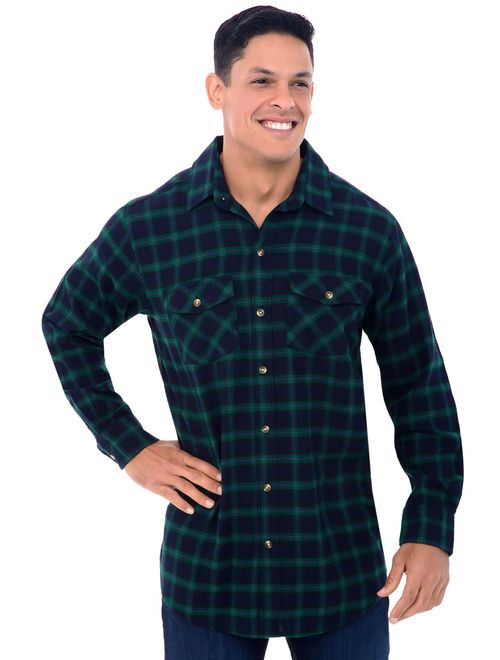 Alexander Del Rossa Mens Flannel Shirt, Long Sleeve Cotton Top
