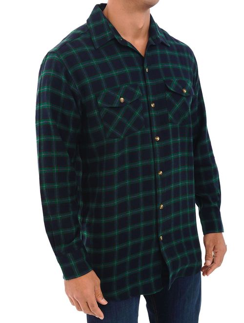 Alexander Del Rossa Mens Flannel Shirt, Long Sleeve Cotton Top