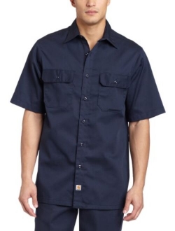 Men's Big and Tall Twill Short Sleeve Work Shirt Button Front