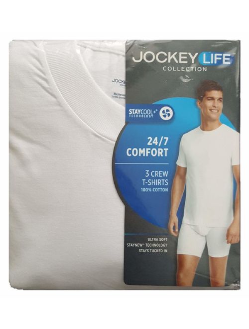 Life by Jockey Jockey Life 3-Pack Men's Premium Cotton T-Shirts - White 100% Cotton