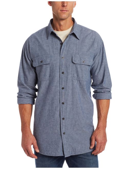 Key Industries Men's Big and Tall Long Sleeve Button Down pre-Washed Chambray Shirt