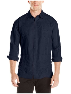 Men's Long Sleeve Embroidered Guayabera Shirt