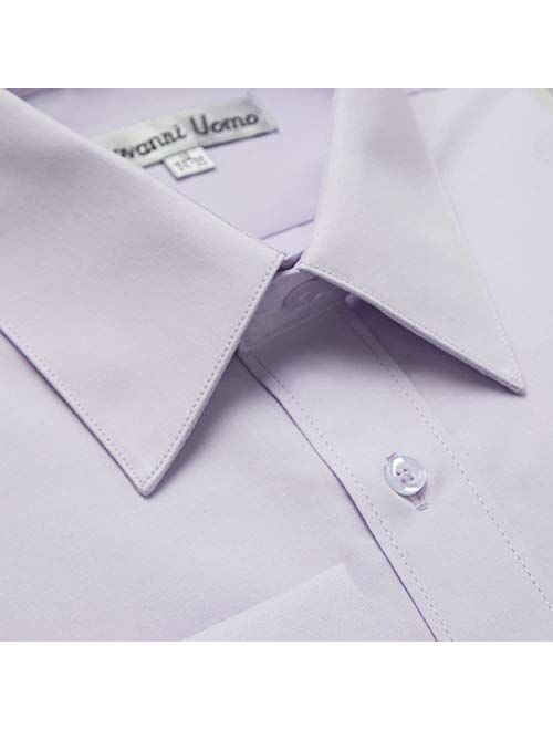 Gentlemens Collection Men's Slim Fit French Cuff Solid Dress Shirt - Colors (Cufflink Included)