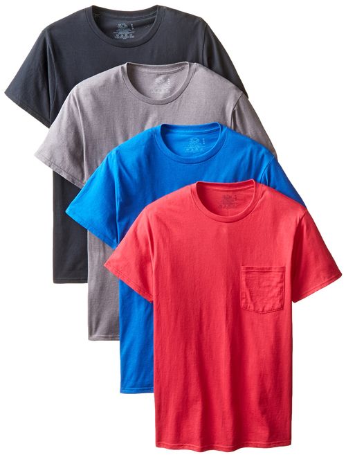 Fruit of the Loom Men's 4-Pack Pocket Crew-Neck T-Shirt - Colors May Vary