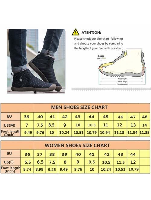 EXEBLUE Enly Winter Snow Boots Slip-on Water Resistant Booties for Men Women, Anti-Slip Lightweight Ankle Boots with Full Fur