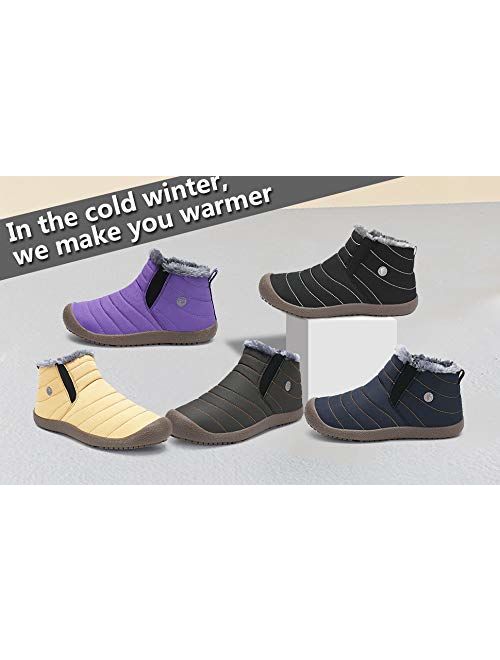 Mishansha Mens Womens Winter Snow Boot Outdoor Indoor Water Resistant Slip On Athletic Casual Walking Ankle Shoes
