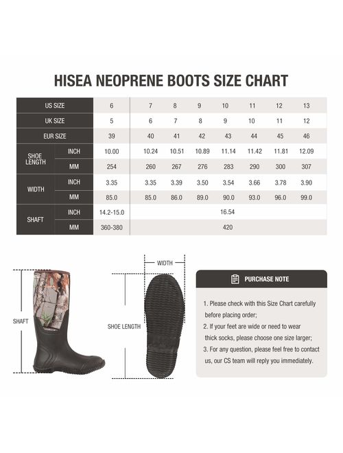Hisea Men's Rain Boots Waterproof Durable Insulated Rubber Neoprene Outdoor Muck Hunting Boots for Winter Snow Arctic