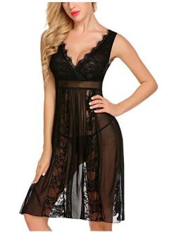 Babydoll Lingerie for Women Sexy Nightgowns for Bride Lace Chemise Lingerie Nighty