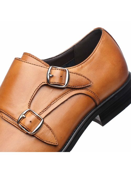 La Milano Mens Double Monk Strap Slip On Loafer Leather Oxford Formal Business Casual Comfortable Dress Shoes for Men ...