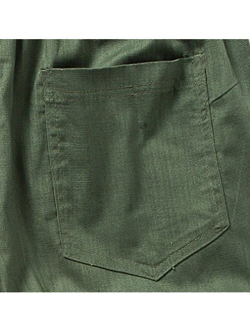 SIR7 Men's Linen Casual Lightweight Drawstrintg Elastic Waist Summer Beach Pants