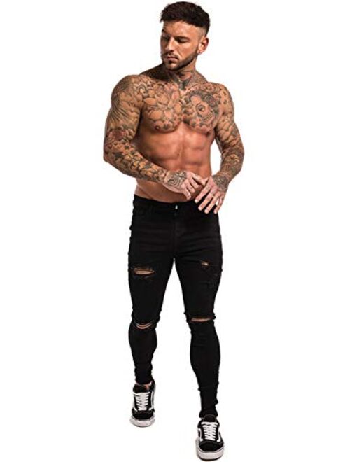 GINGTTO Skinny Jeans for Men Stretch Slim Fit Ripped Distressed