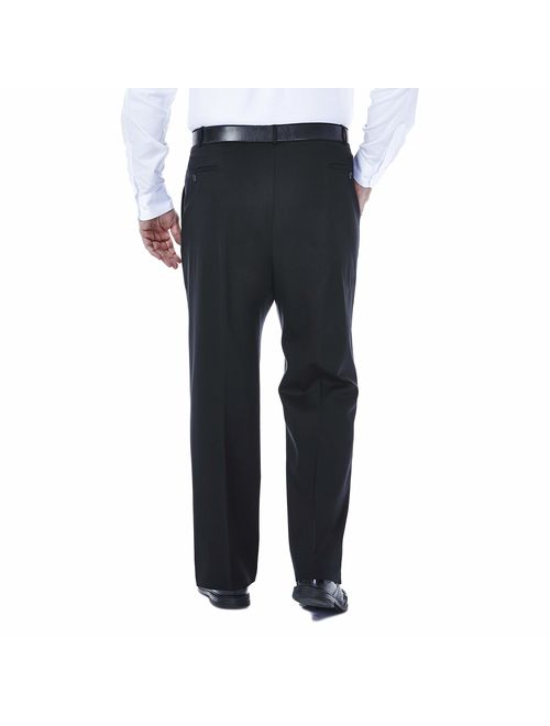 Haggar Men's Big and Tall Premium No Iron Classic Fit Expandable Waist Pleat Front Pant