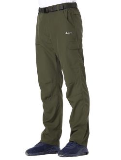 Clothin Men's Belted Side-Elastic Travel/Hiking Pants - Lightweight, Quick-Dry, Water-Resistant