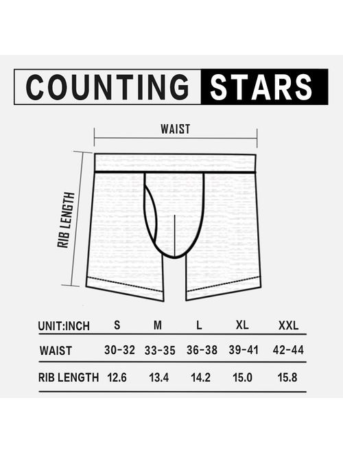 Counting Stars Mens Boxer Briefs Cotton Mens Underwear Boxer Briefs for Men Pack with Pouch Fly