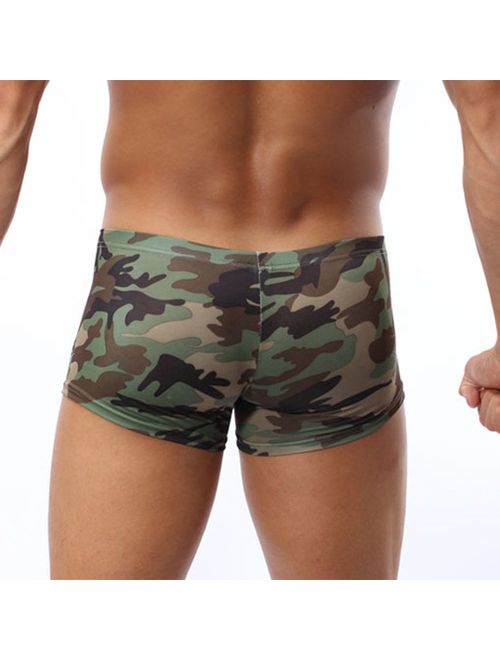 L'ASHER Men's Sexy Army Camouflage Low Rise U Pouch Briefs Bulge Underwear Boxer Briefs
