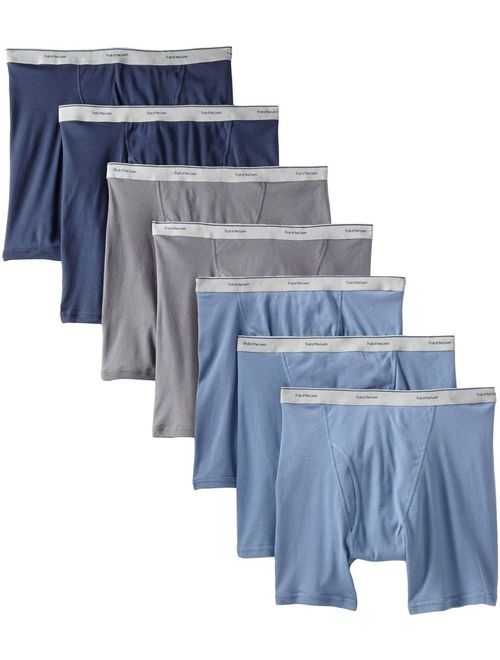 Fruit of the Loom Men's Cotton Solid Elastic Waist boxer brief(Pack of 7)