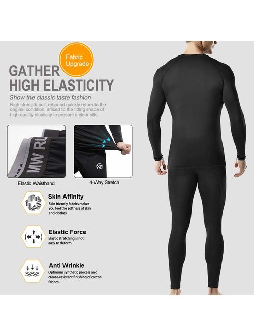 Winter Long Sleeve Base Layer Quick Dry Long Johns Compression Suit for Workout Skiing Running Hiking MEETWEE Men’s Thermal Underwear Set