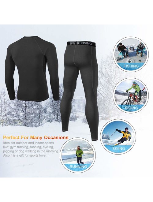 MEETWEE Thermal Underwear for Men, Winter Base Layer Set Tops & Long Johns Compression Wintergear for Heat Retention