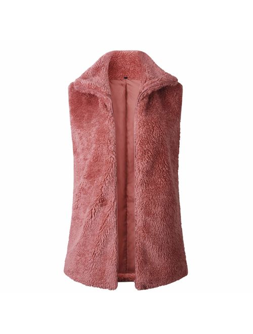PRETTYGARDEN Women's Soft Sherpa Fleece Vest Jacket Zip up Lined Lapel Lightweight Warm Waistcoat with Pockets
