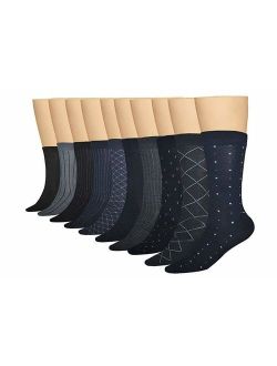 3KB Men's Dress Socks (10 Pairs Per Pack) - Variety of Patterns and Sizes