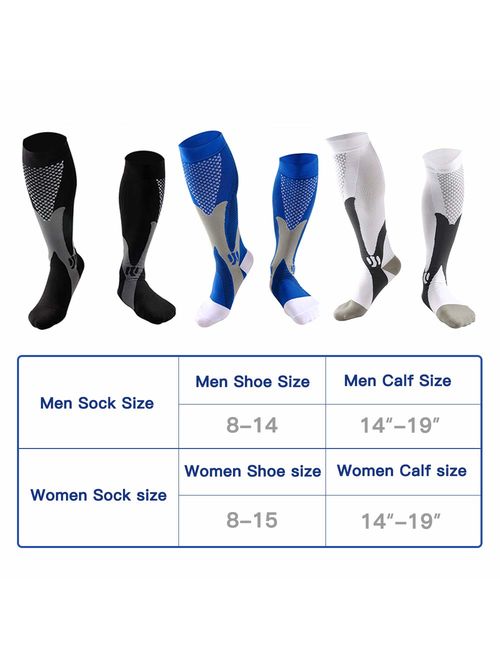 Ruzishun Compression Socks for Men & Women(3 Pairs),20-30 mmHg