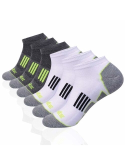 Men's 6 Pack Athletic No Show Performance Cushioned Low Cut Running Socks