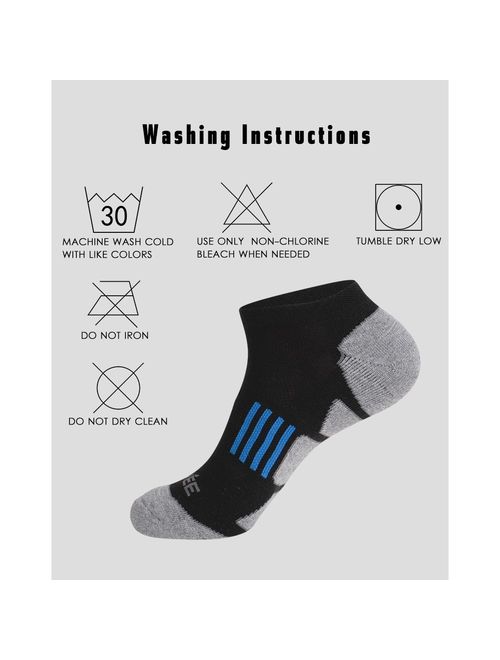 JOYNEE Men's 6 Pack Athletic No Show Performance Cushioned Low Cut Running Socks