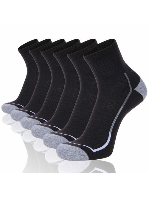 FLYRUN Mens Athletic Ankle Socks Performance Breathable Sports Running Sock（6 Pairs）