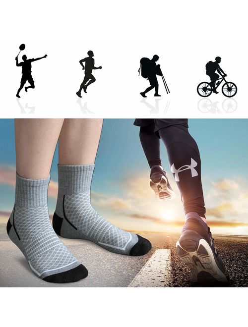 FLYRUN Mens Athletic Ankle Socks Performance Breathable Sports Running Sock6 Pairs