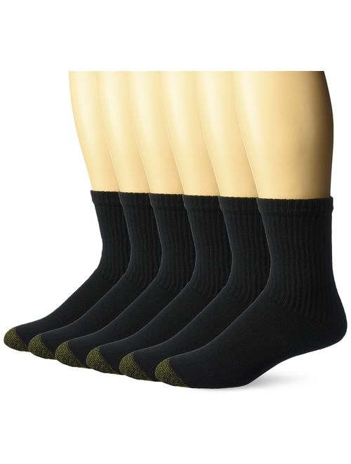 Gold Toe Men's Cushioned Cotton Short Crew Socks, 6-Pack