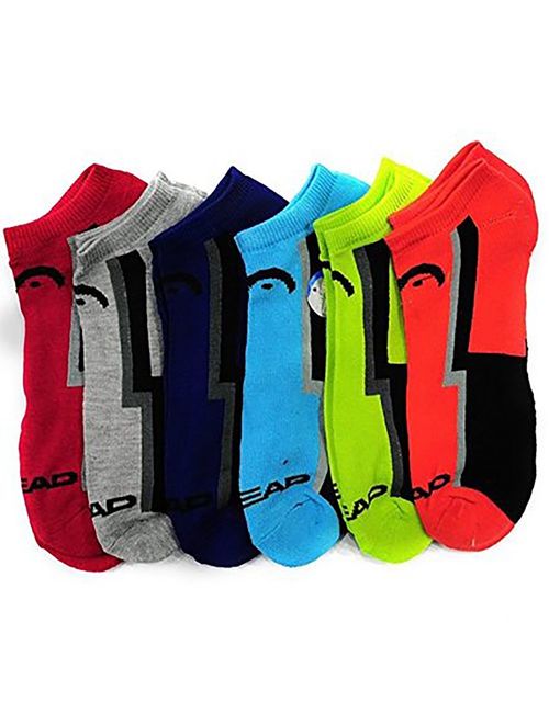 HEAD 6-Pack Men's Sport No Show Socks, Assorted, 10-13 (Shoe Size 6-12.5)