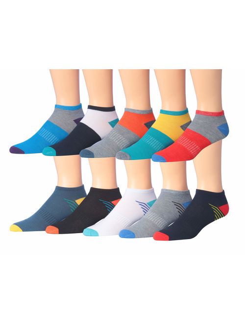 James FialloMen's 20 Pairs Classy Extra Lightweight Colorful Patterned Low Cut/No Show Socks