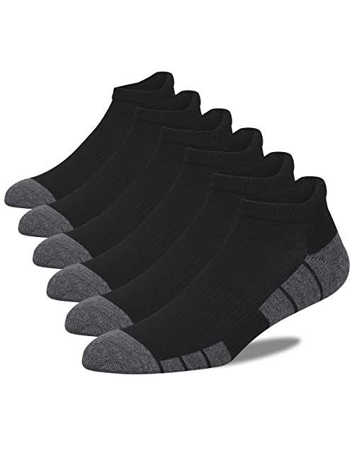 Eallco Mens Ankle Socks Low Cut Athletic Cushioned Running Tab Socks 6 Pack