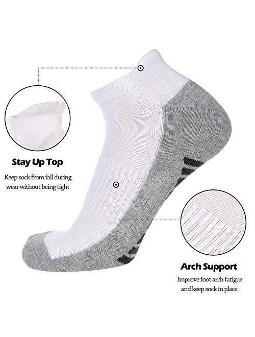Eallco Mens Ankle Socks Low Cut Athletic Cushioned Running Tab Socks 6 Pack
