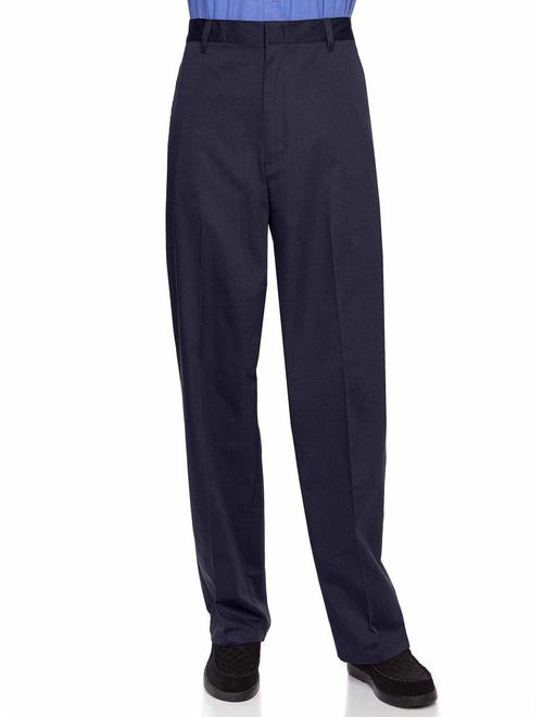 AKA Half Elastic Wrinkle Free Flat Front Men's Slacks - Relaxed Fit Twill Casual Pant