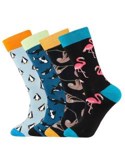 Men's Fun Funky Casual Colorful Animal Pattern Long Dress Crew Socks