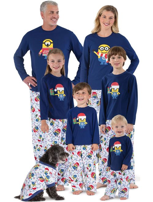 PajamaGram Holiday Pajamas Family Fleece - Minion Pajamas, Blue