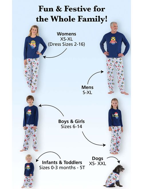 PajamaGram Holiday Pajamas Family Fleece - Minion Pajamas, Blue