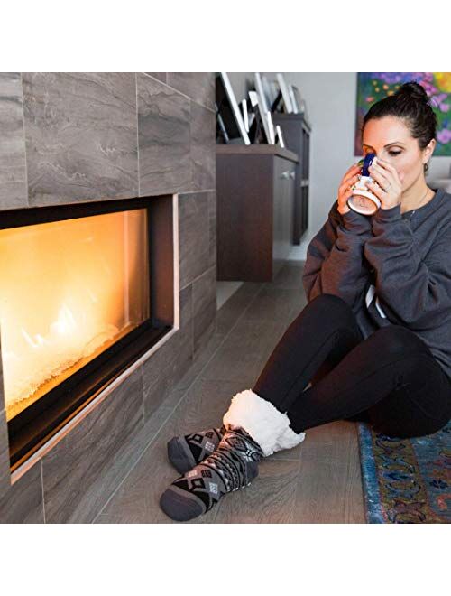 Pudus Cozy Winter Slipper Socks Women & Men w Non-Slip Grippers Faux Fur Sherpa