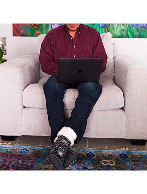 Pudus Cozy Winter Slipper Socks Women & Men w Non-Slip Grippers Faux Fur Sherpa