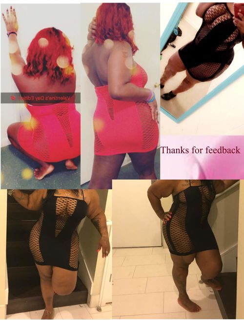 Avidlove Womens Lingerie Fishnet Dress Mesh Badydoll Fishnet Bodysuit See Through Chemise