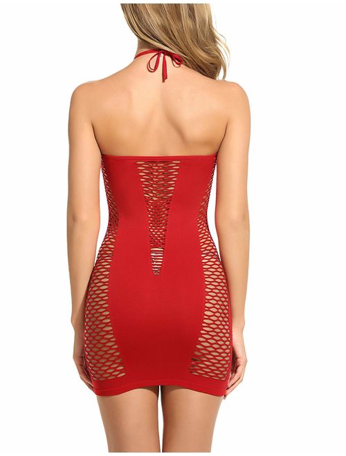 Avidlove Womens Lingerie Fishnet Dress Mesh Badydoll Fishnet Bodysuit See Through Chemise