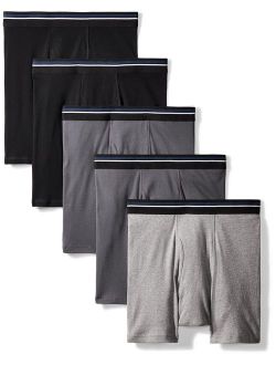 Men's Cotton Solid Elastic Waist 5-Pack Tag-Free Boxer Briefs